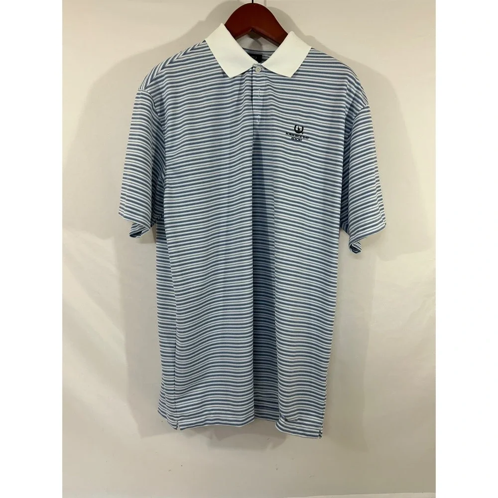 Nike Dri-Fit Golf Blue White Stripe Horeshoe Bay Resort Golf Course Shirt Sz XXL